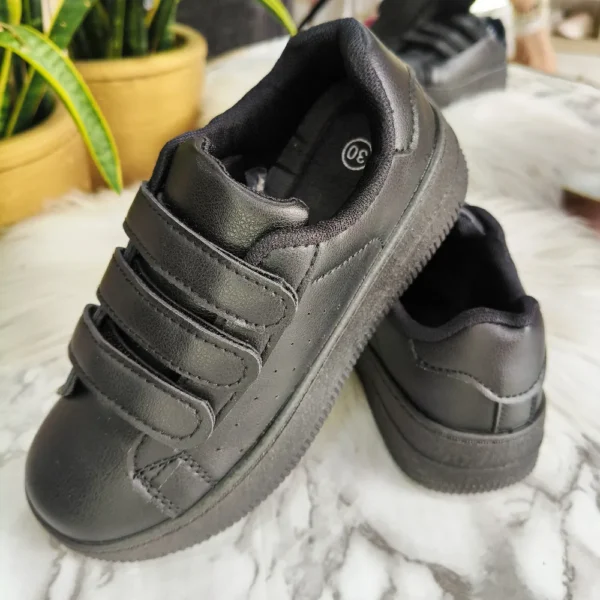 Calzado Con Velcro Colegial Negro