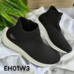 Tenis Tipo Media Negros Suela Blanca