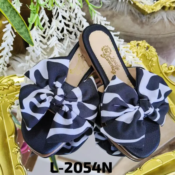 Sandalia Plana Negro Blanco para Mujer