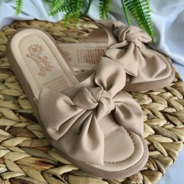 Sandalia Plana Nasly con Moño Nude