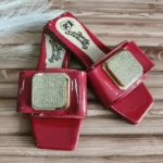 Sandalia Plana Rojo Charol para Mujer