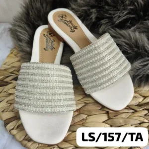 LS-157-TA (1) Sandalia Plana Talco con Correas Brillantes