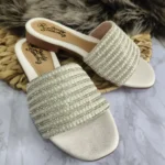 Sandalia Plana Talco con Correas Brillantes