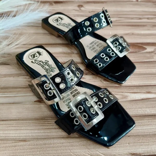 Sandalia Plana Negra para Dama