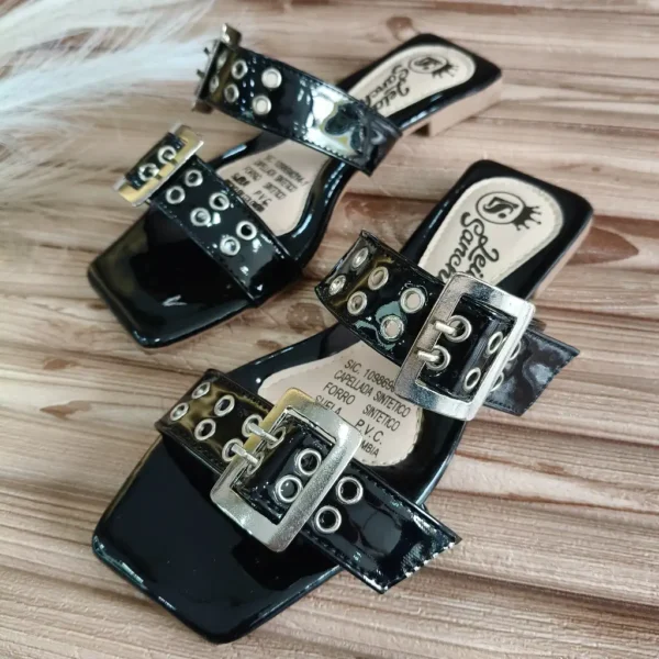 Sandalia Plana Negra para Dama