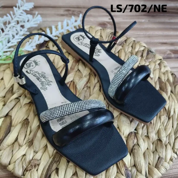 Sandalia Plana Negra para Dama