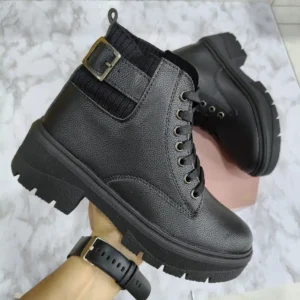 L-3199-NE Botines Negros suela alta para mujer