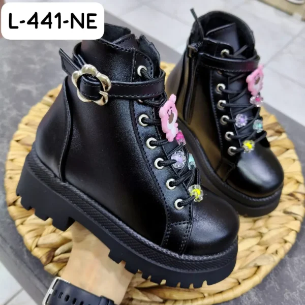 L-441-NE Botines Negros para Niña
