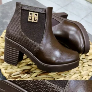 L-5380-CA Botines de Tacón café para mujer