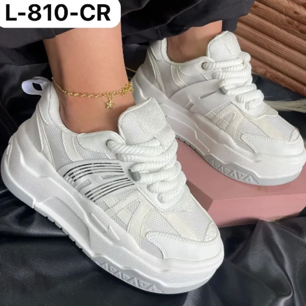 L-810-CR Zapatilla Blanca Suela Alta