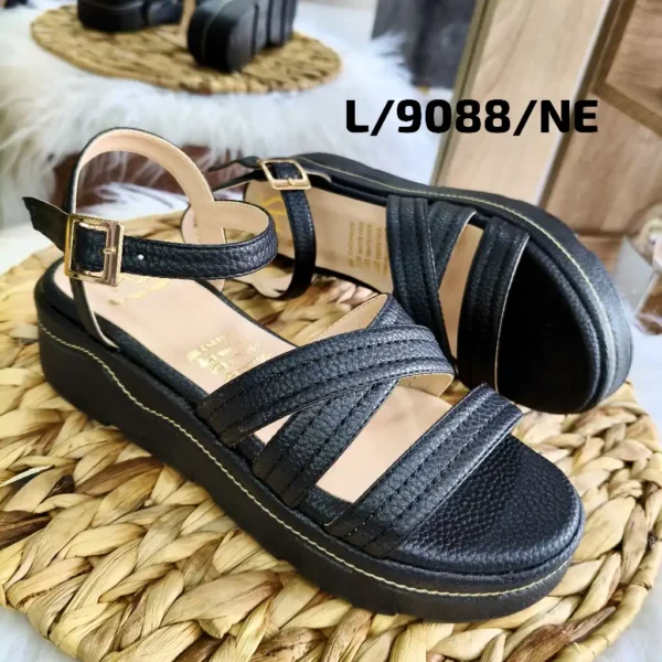 L-9088-NE Sandalias Suela Alta Negras para Dama