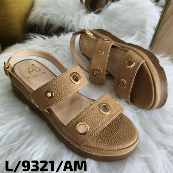 L-9321-AM (2) Sandalias Suela Alta con Ojales Decorativos