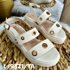 L-9321-TA Sandalias Suela Alta con Ojales Decorativos