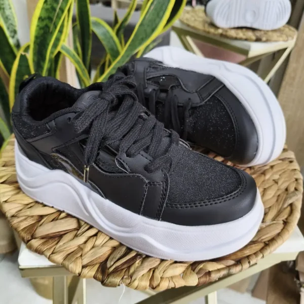 L-135NE Tenis Urbanos Suela Alta para Mujer