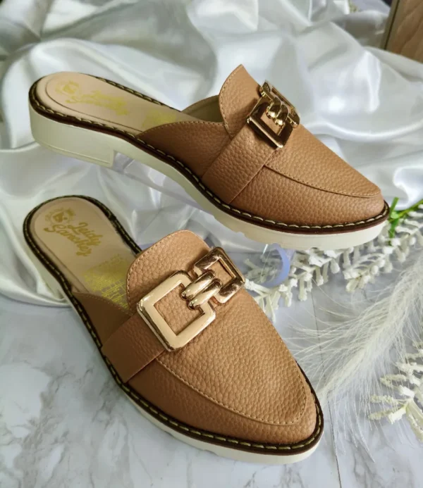 L-5001AM (2) Zuecos Mules Color Camel para Mujer