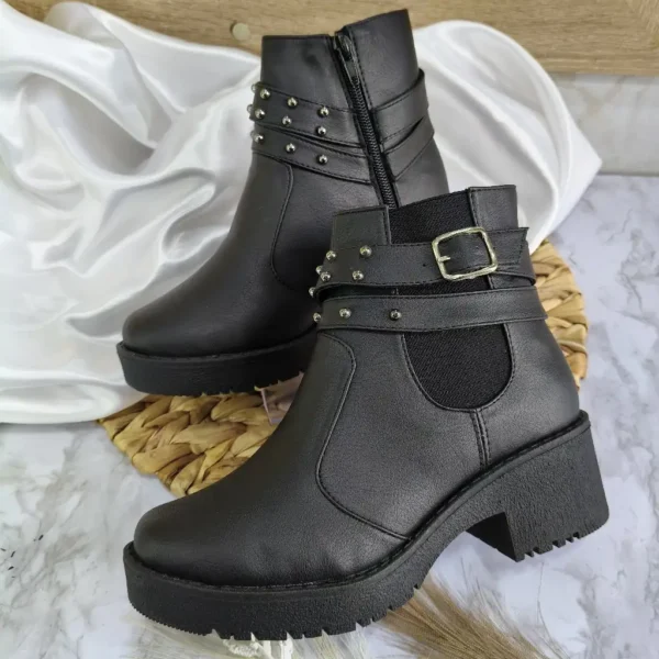 L-638-9N Botines Casual Negro para Mujer