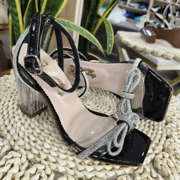 LS-25-NC Tacón Transparente con Tonos Negro Brillante