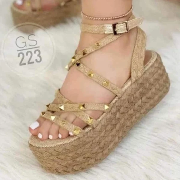 LS-003-TACHES Sandalia de Plataforma en Yute