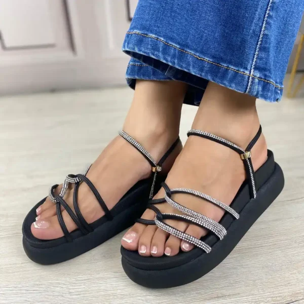 LS-2573-NE Sandalia tipo Canoa Suela Alta Negra