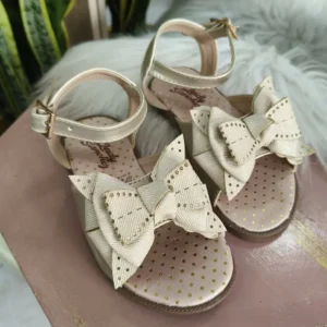 Sandalia Infantil Champagne con Moño Doble