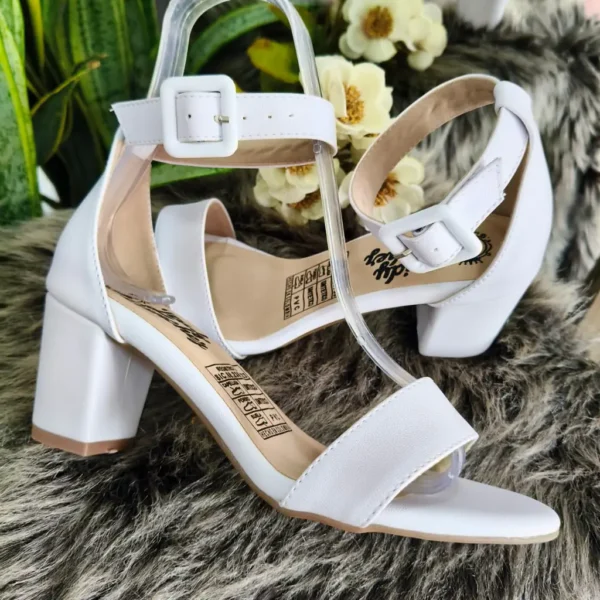 Sandalias Tacón Medio Blancas Mujer Elegantes